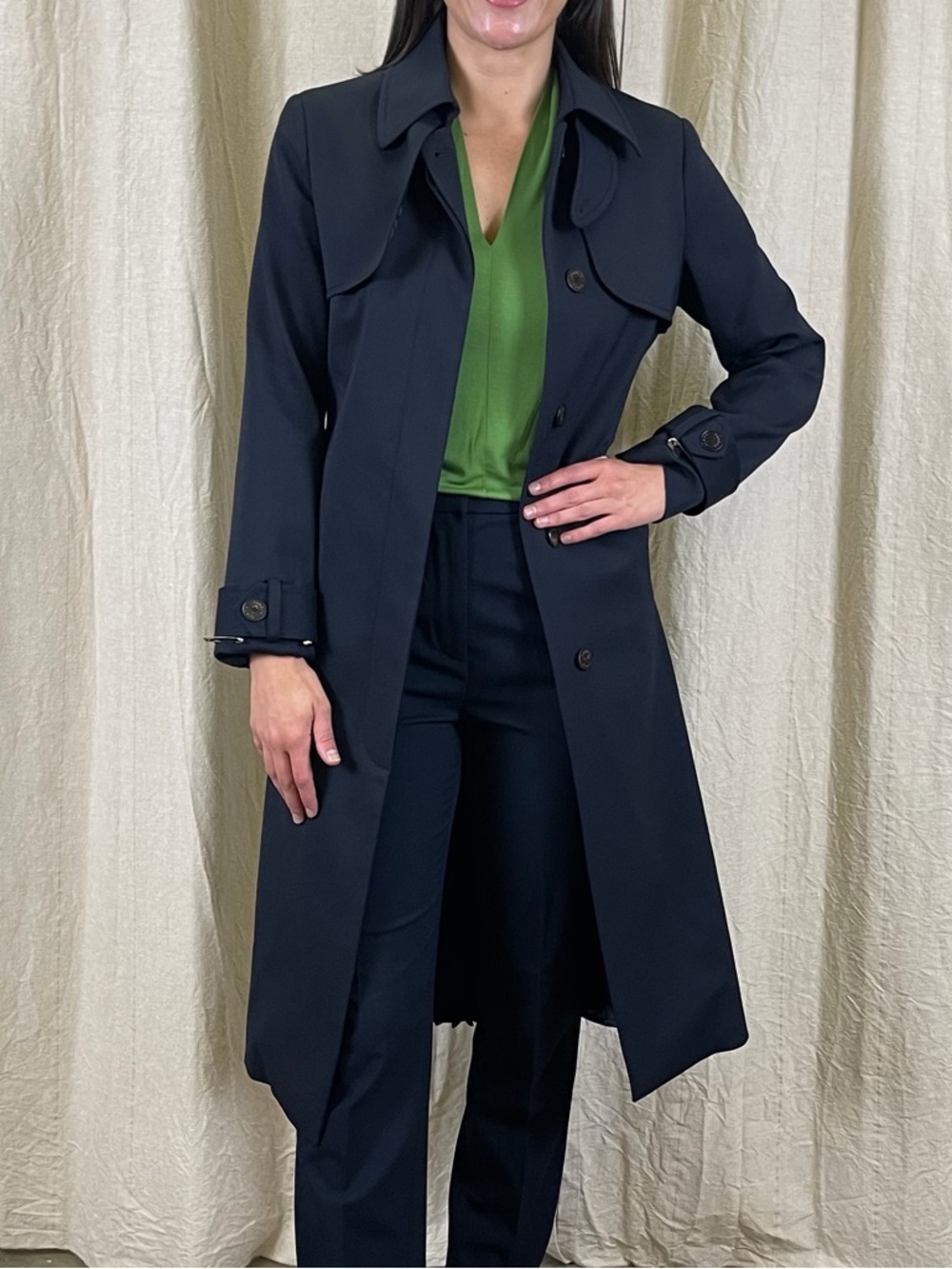 Sandro Women's Navy Trench Coat - Picture 4 of 8
